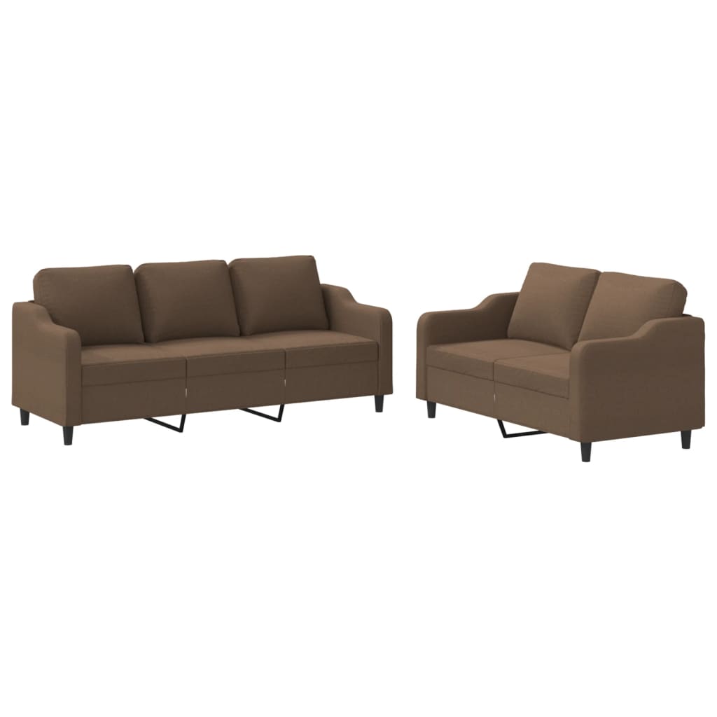 vidaXL Set de canapele cu perne, 2 piese, maro, textil vidaXL Set de canapele cu perne, 2 piese, maro, textil