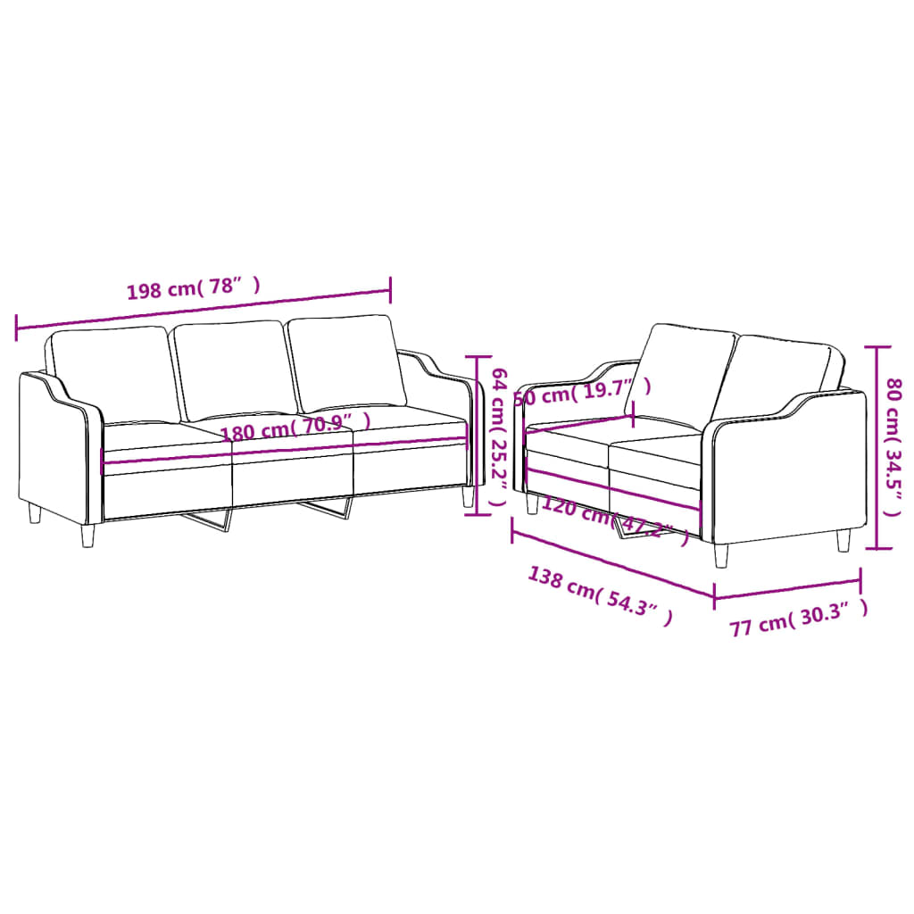 vidaXL Set canapea cu perne, 2 piese, roșu vin, material textil vidaXL Set canapea cu perne, 2 piese, roșu vin, material textil