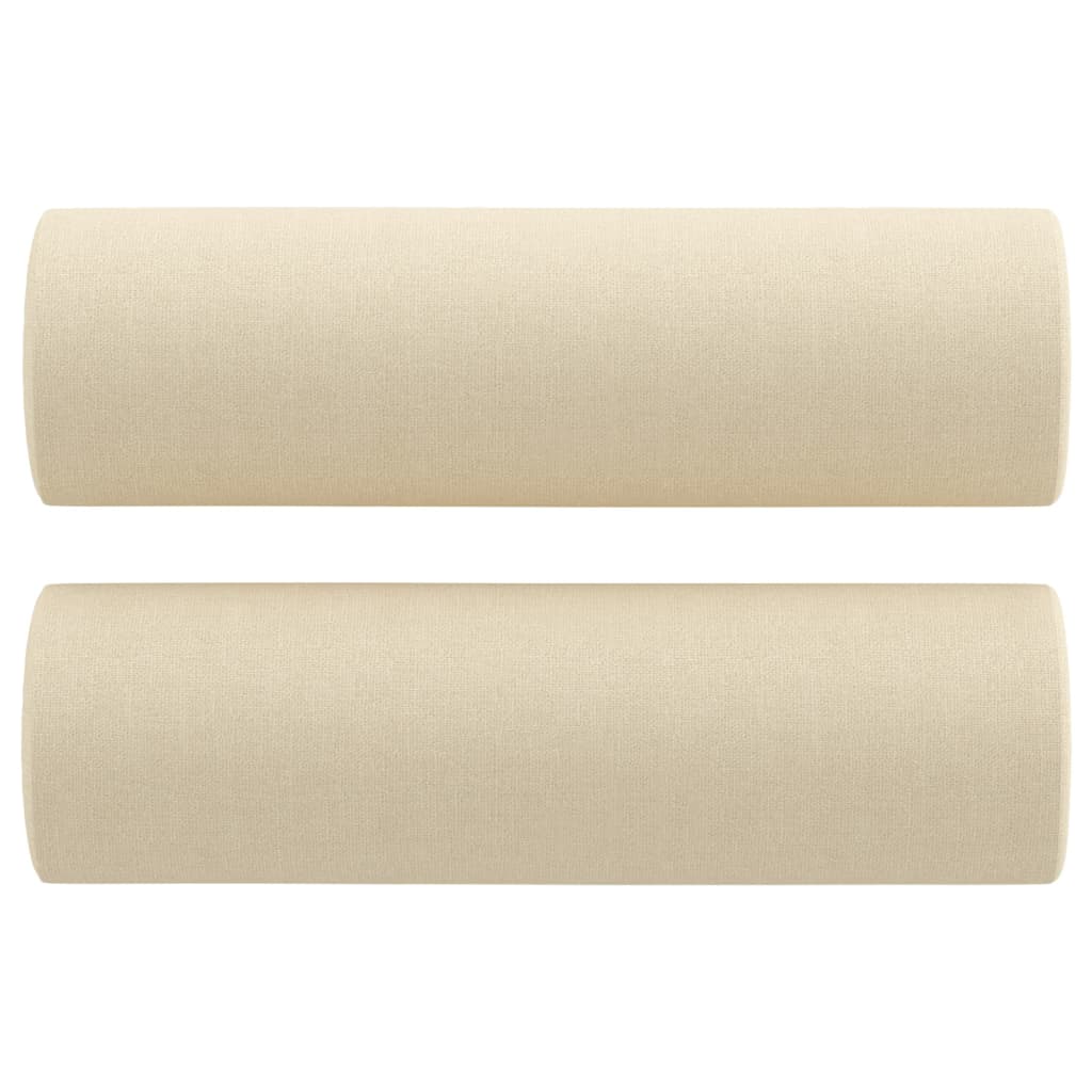 vidaXL Set de canapele cu perne, 3 piese, crem, textil vidaXL Set de canapele cu perne, 3 piese, crem, textil