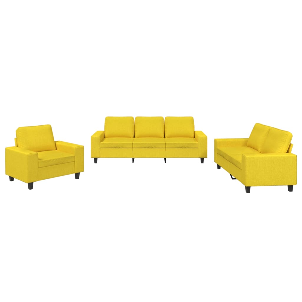 vidaXL Set de canapele, 3 piese, galben deschis, textil vidaXL Set de canapele, 3 piese, galben deschis, textil