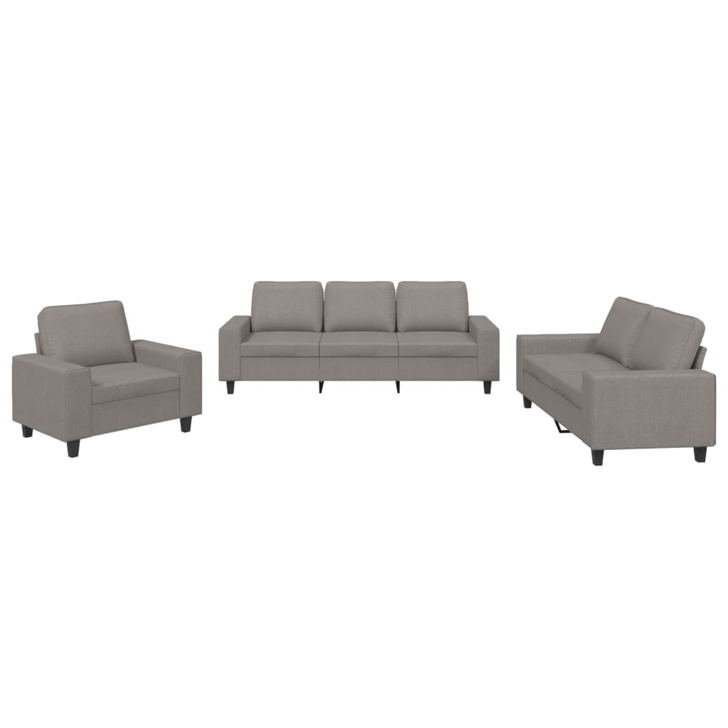 vidaXL Set de canapele, 3 piese, gri taupe, textil vidaXL Set de canapele, 3 piese, gri taupe, textil