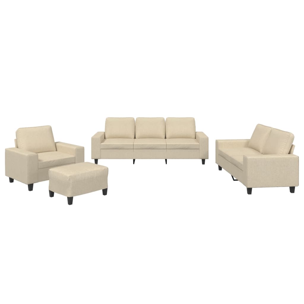 vidaXL Set de canapele, 4 piese, crem, microfibră vidaXL Set de canapele, 4 piese, crem, microfibră
