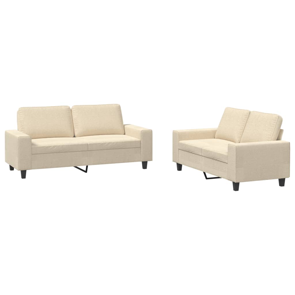 vidaXL Set de canapele, 2 piese, crem, material textil