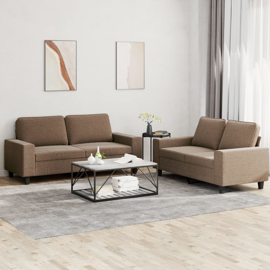 vidaXL Set de canapele, 2 piese, maro, textil vidaXL Set de canapele, 2 piese, maro, textil