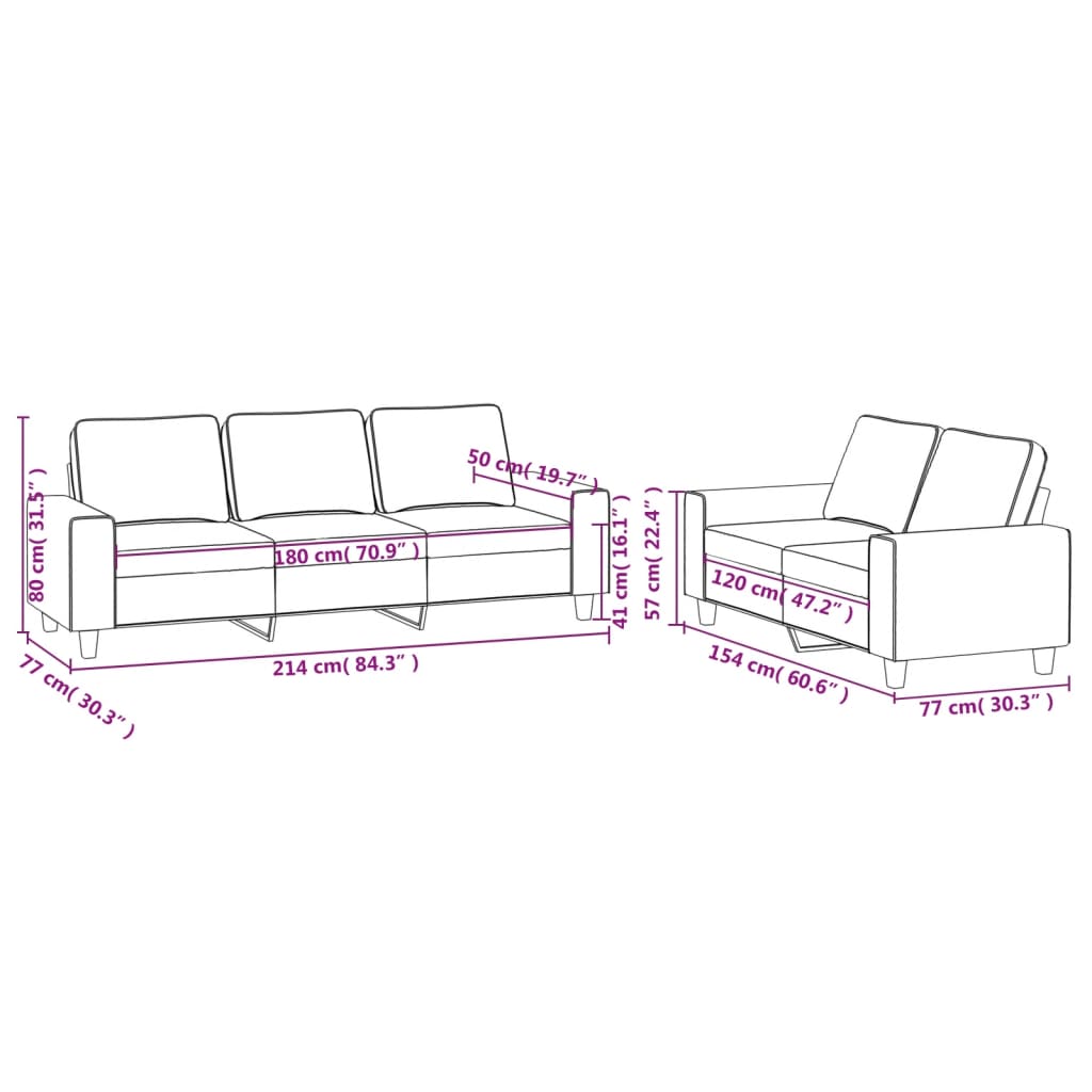 vidaXL Set de canapele, 2 piese, maro, textil vidaXL Set de canapele, 2 piese, maro, textil