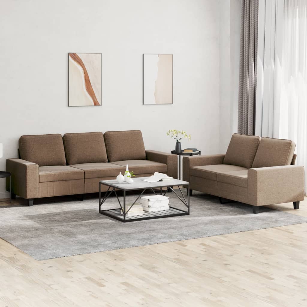 vidaXL Set de canapele, 2 piese, maro, textil vidaXL Set de canapele, 2 piese, maro, textil