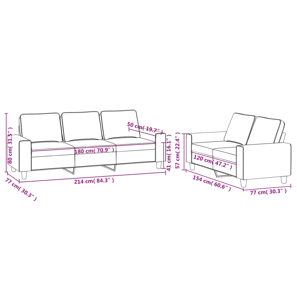 vidaXL Set de canapele, 2 piese, gri taupe, material vidaXL Set de canapele, 2 piese, gri taupe, material