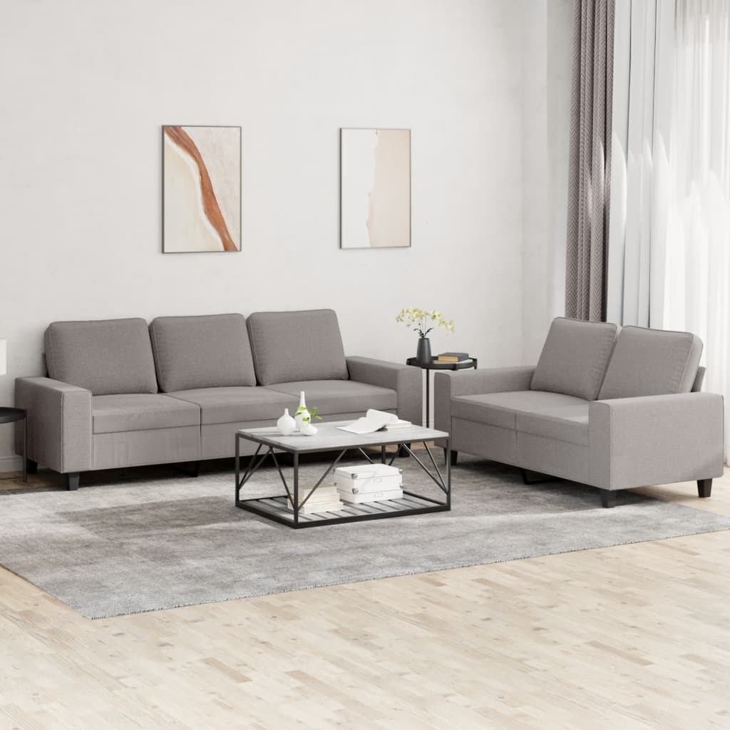 vidaXL Set de canapele, 2 piese, gri taupe, material vidaXL Set de canapele, 2 piese, gri taupe, material
