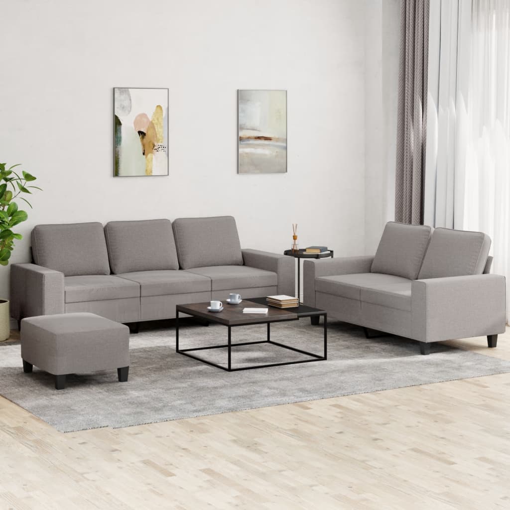 vidaXL Set de canapele, 3 piese, gri taupe, textil vidaXL Set de canapele, 3 piese, gri taupe, textil