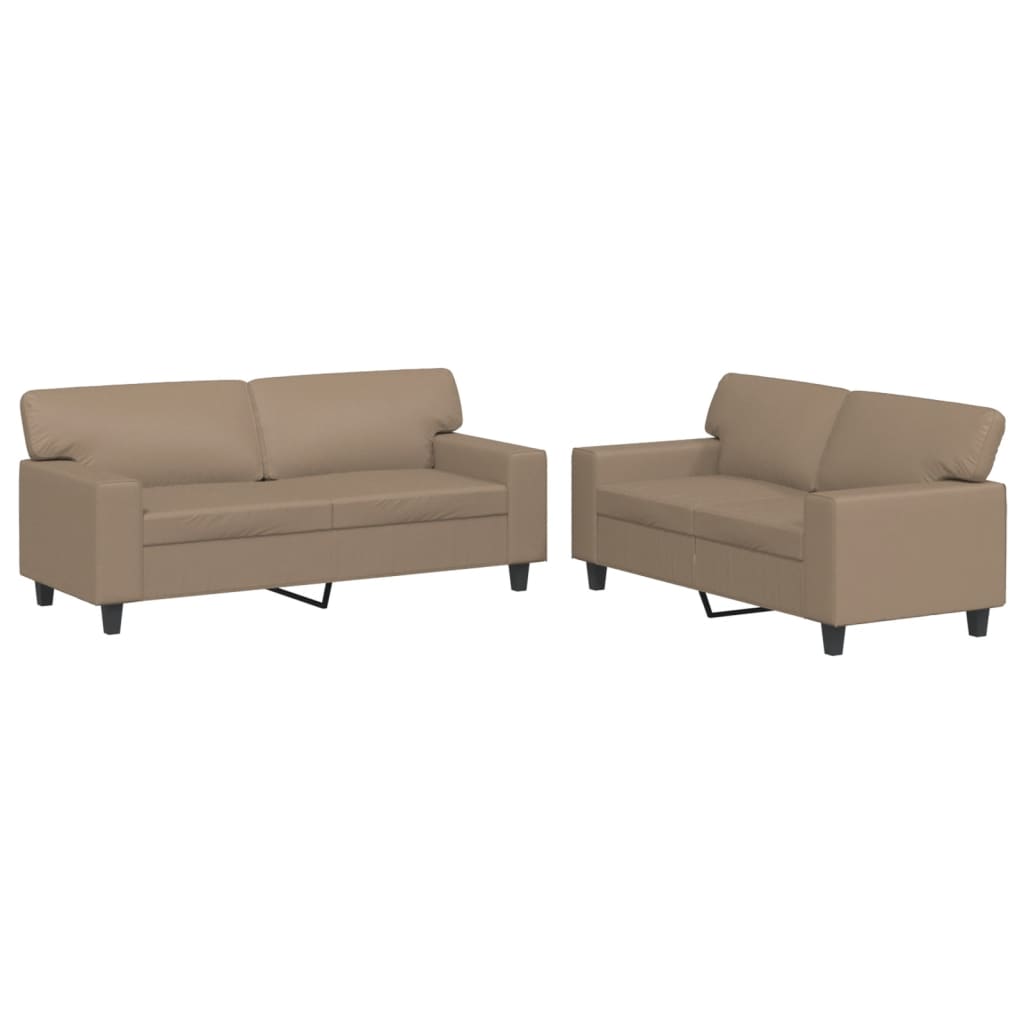 vidaXL Set de canapele, 2 piese, cappuccino, piele ecologică