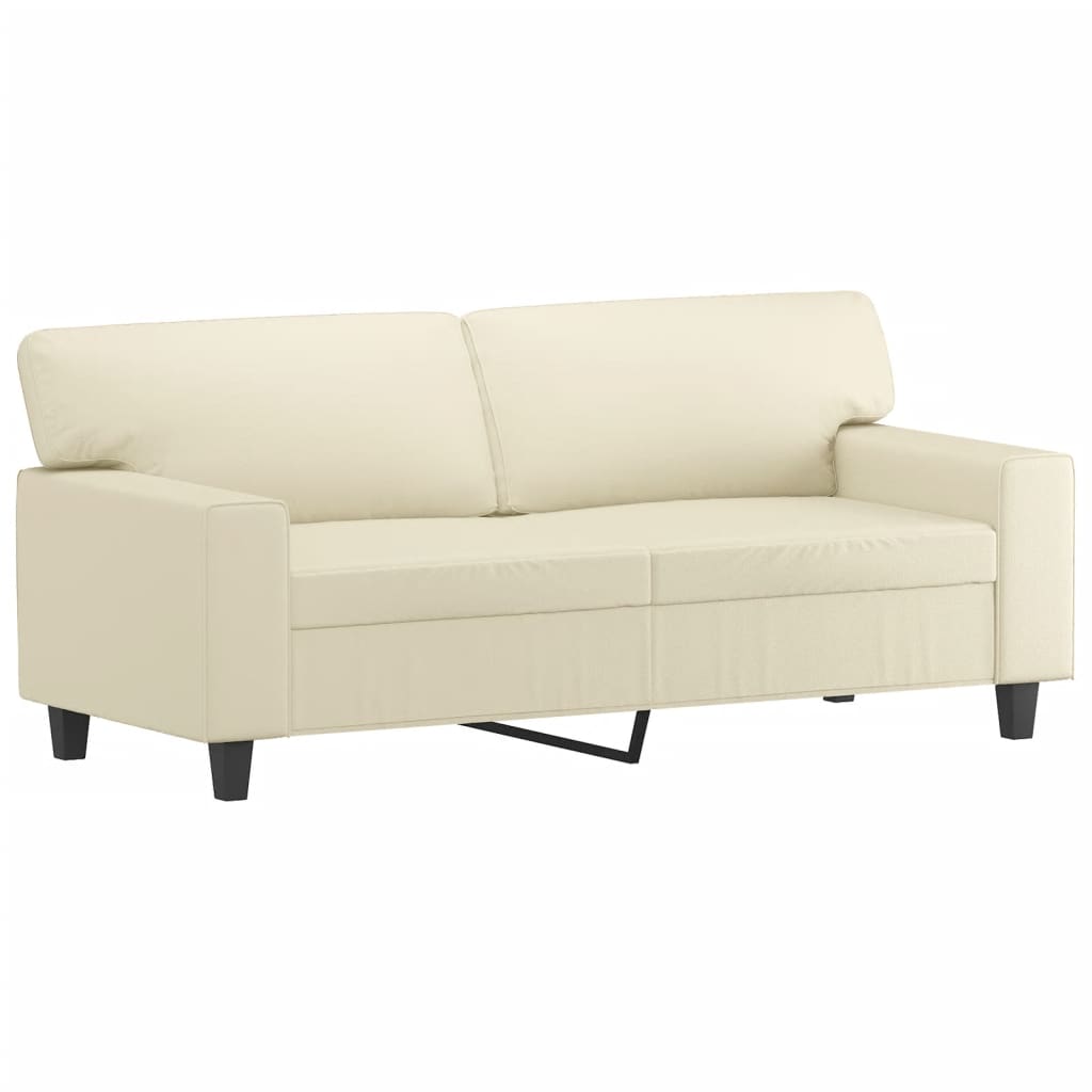 vidaXL Set de canapele cu perne, 2 piese, crem, piele ecologică