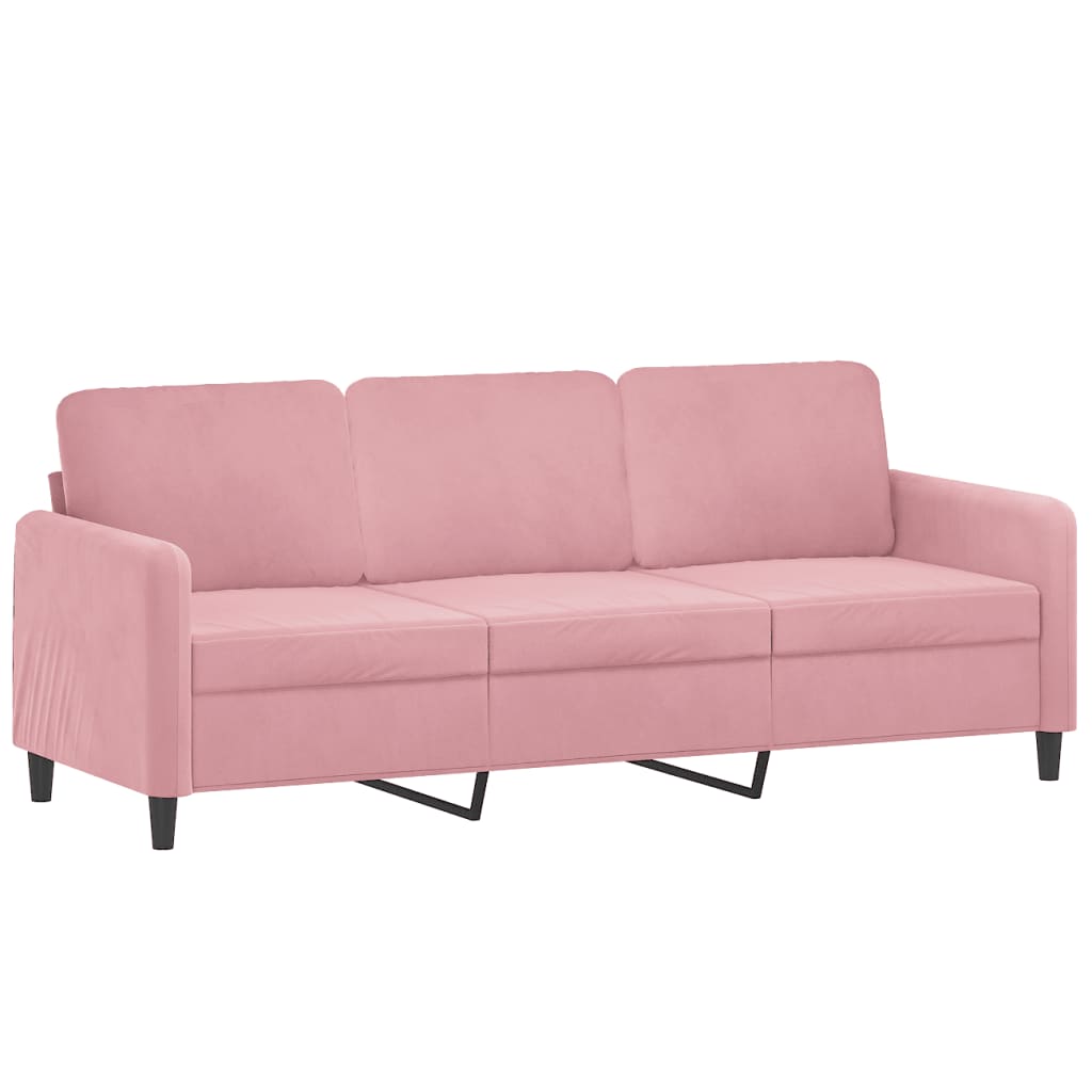 vidaXL Set de canapele, 3 piese, roz, catifea vidaXL Set de canapele, 3 piese, roz, catifea