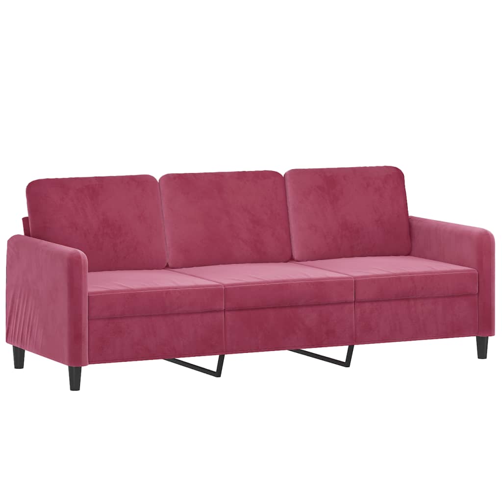 vidaXL Set de canapea, 3 piese, roșu vin, catifea vidaXL Set de canapea, 3 piese, roșu vin, catifea