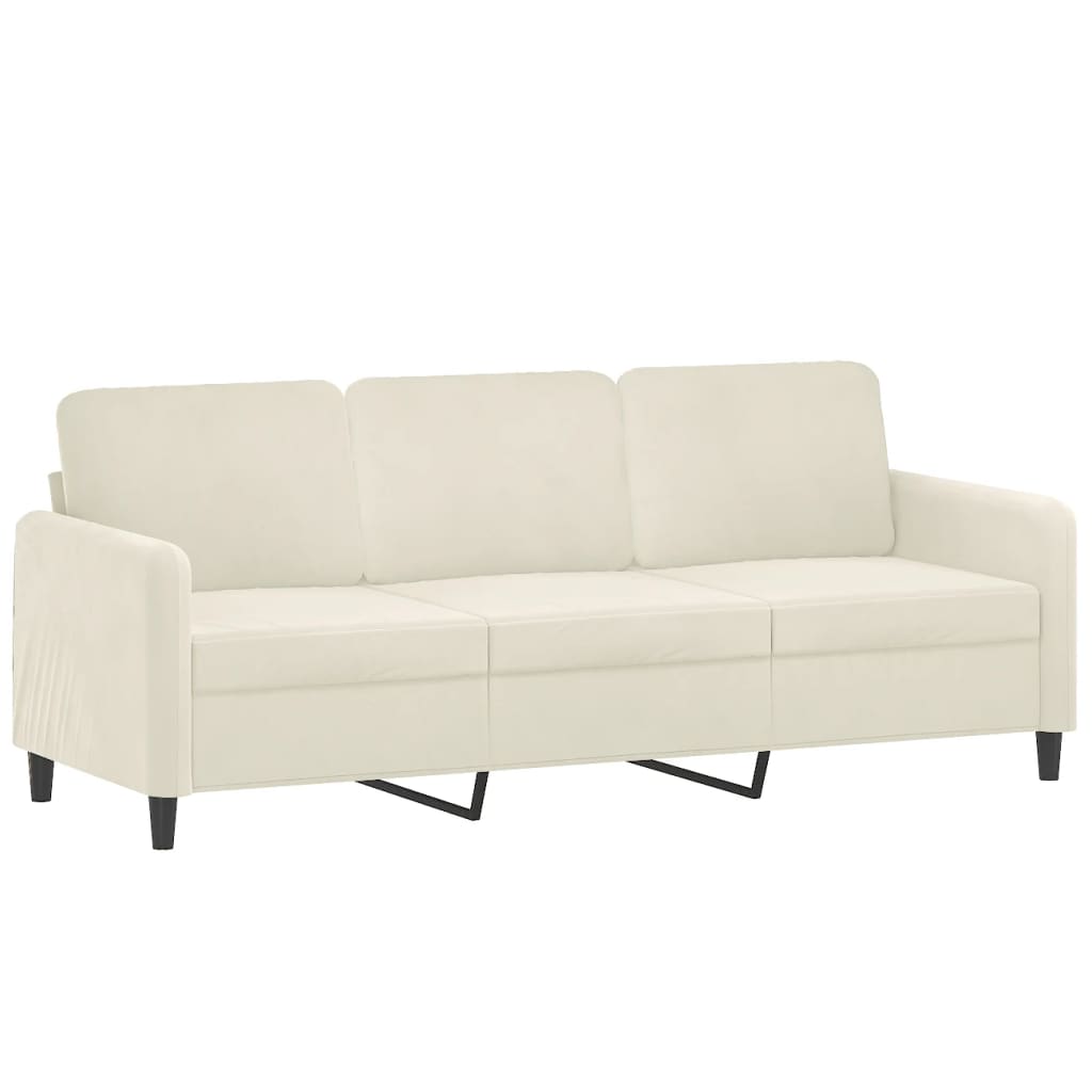 vidaXL Set de canapele, 3 piese, crem, catifea vidaXL Set de canapele, 3 piese, crem, catifea