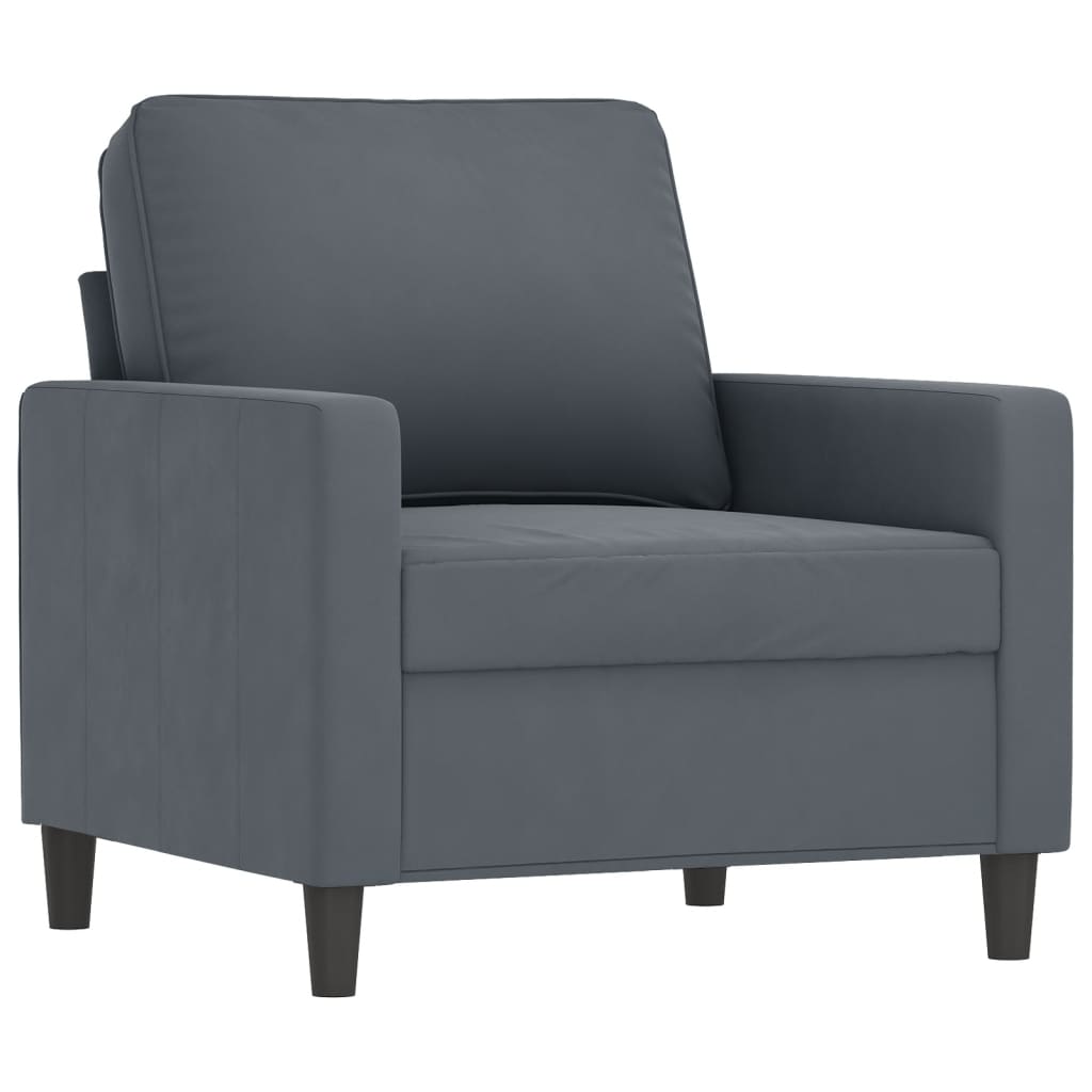 vidaXL Set canapea cu perne, 3 piese, gri închis, catifea vidaXL Set canapea cu perne, 3 piese, gri închis, catifea