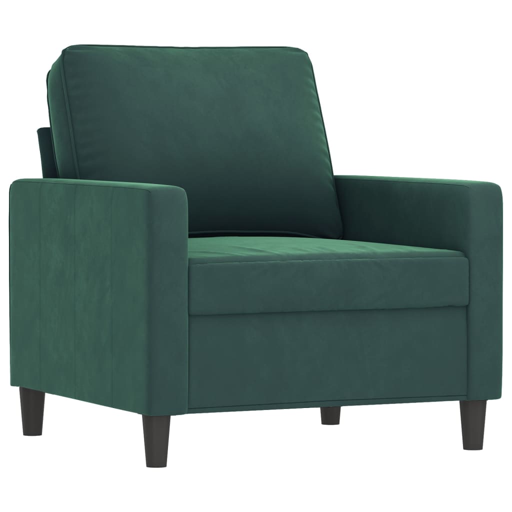 vidaXL Set canapea cu perne, 3 piese, verde închis, catifea