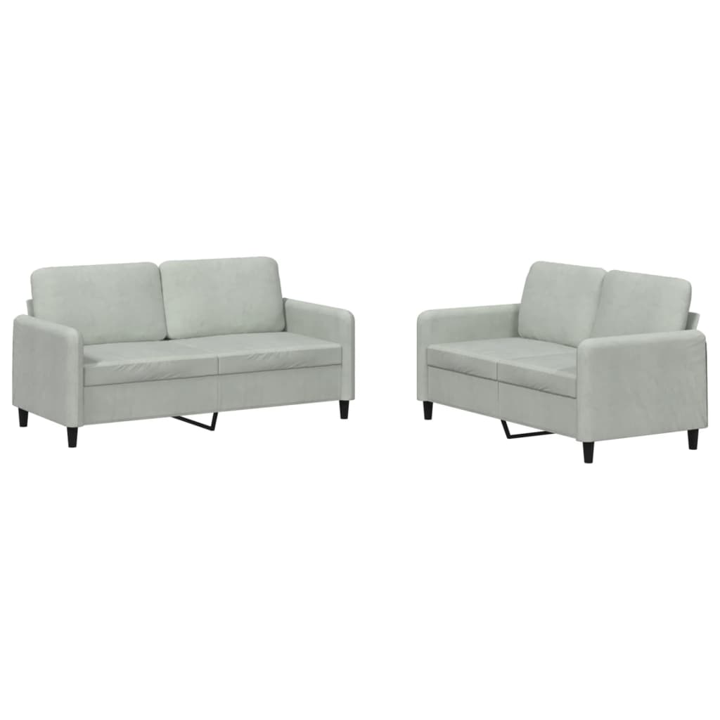 vidaXL Set canapea, 2 piese, gri deschis, catifea