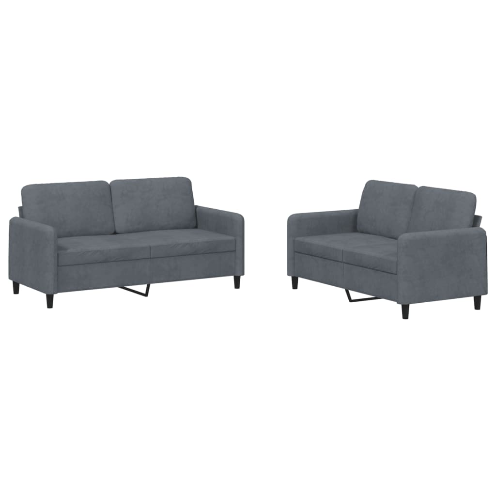 vidaXL Set canapea, 2 piese, gri închis, catifea vidaXL Set canapea, 2 piese, gri închis, catifea