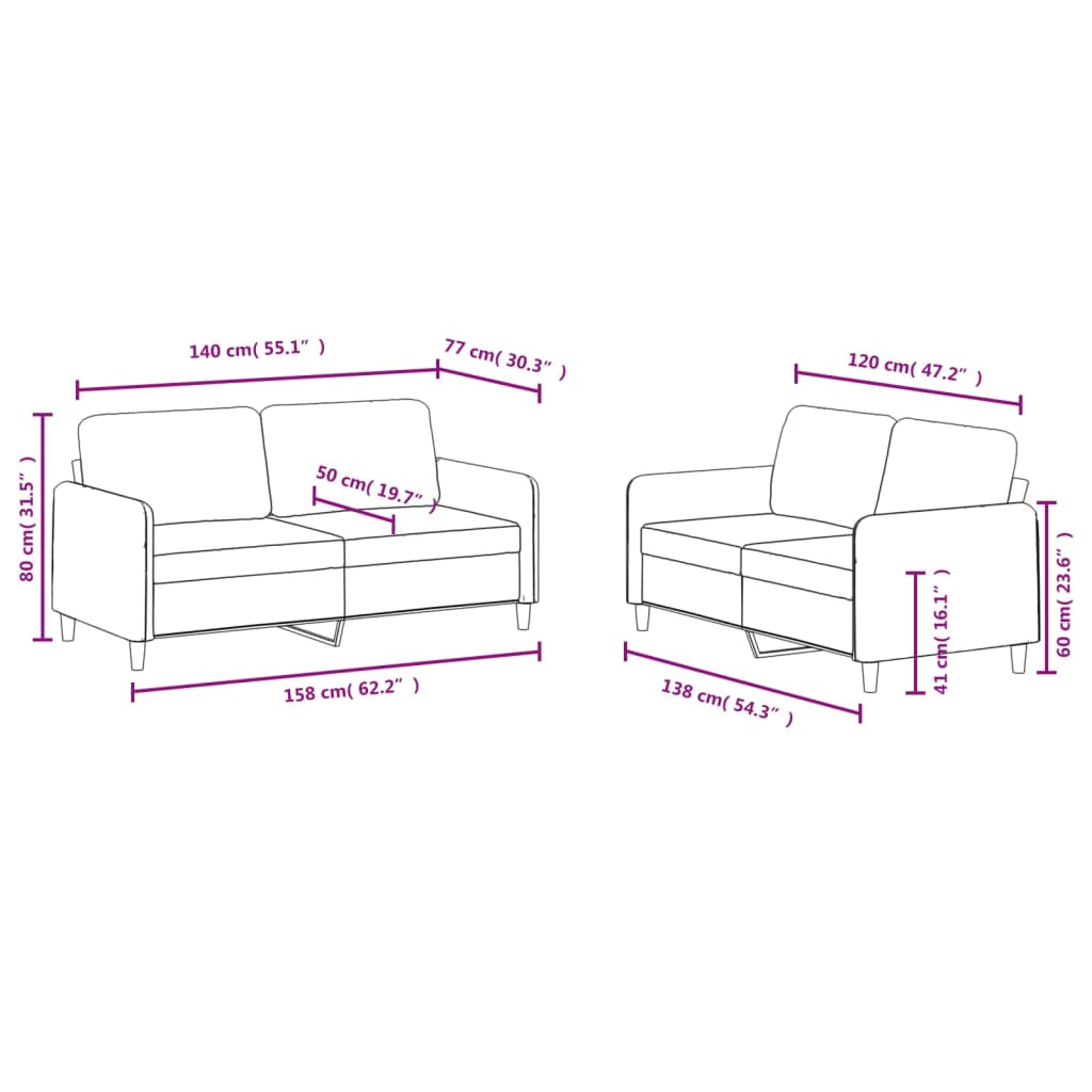 vidaXL Set canapea 2 piese, negru, catifea