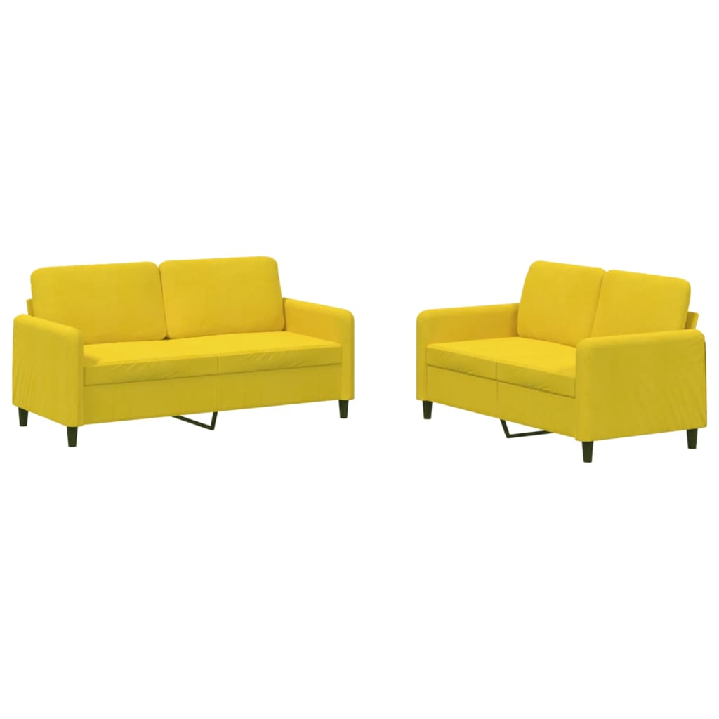 vidaXL Set canapea 2 piese, galben, catifea
