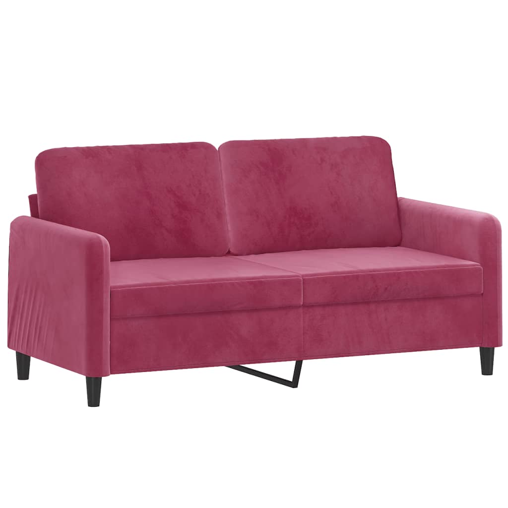 vidaXL Set canapele cu perne, 2 piese, roșu vin, catifea vidaXL Set canapele cu perne, 2 piese, roșu vin, catifea