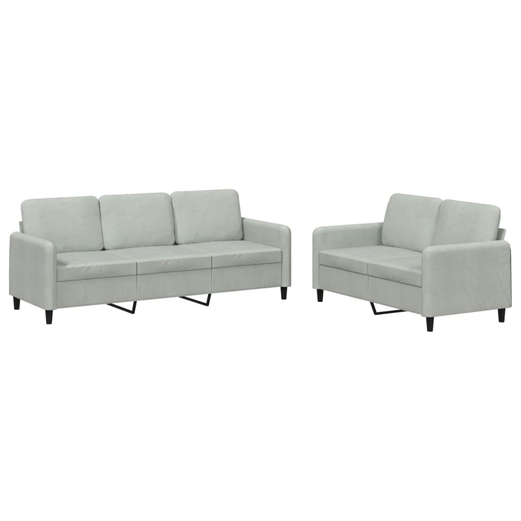 vidaXL Set canapea, 2 piese, gri deschis, catifea