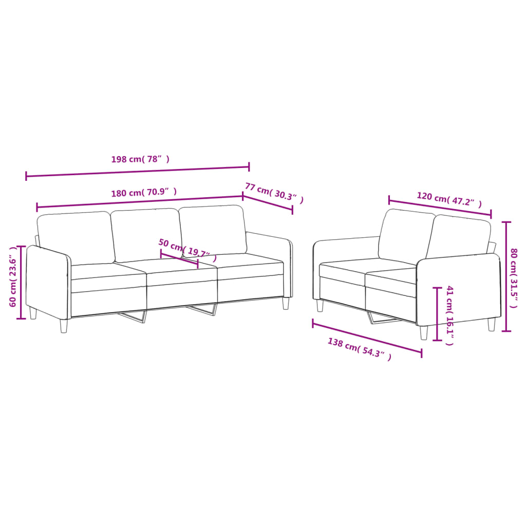 vidaXL Set canapea, 2 piese, gri închis, catifea