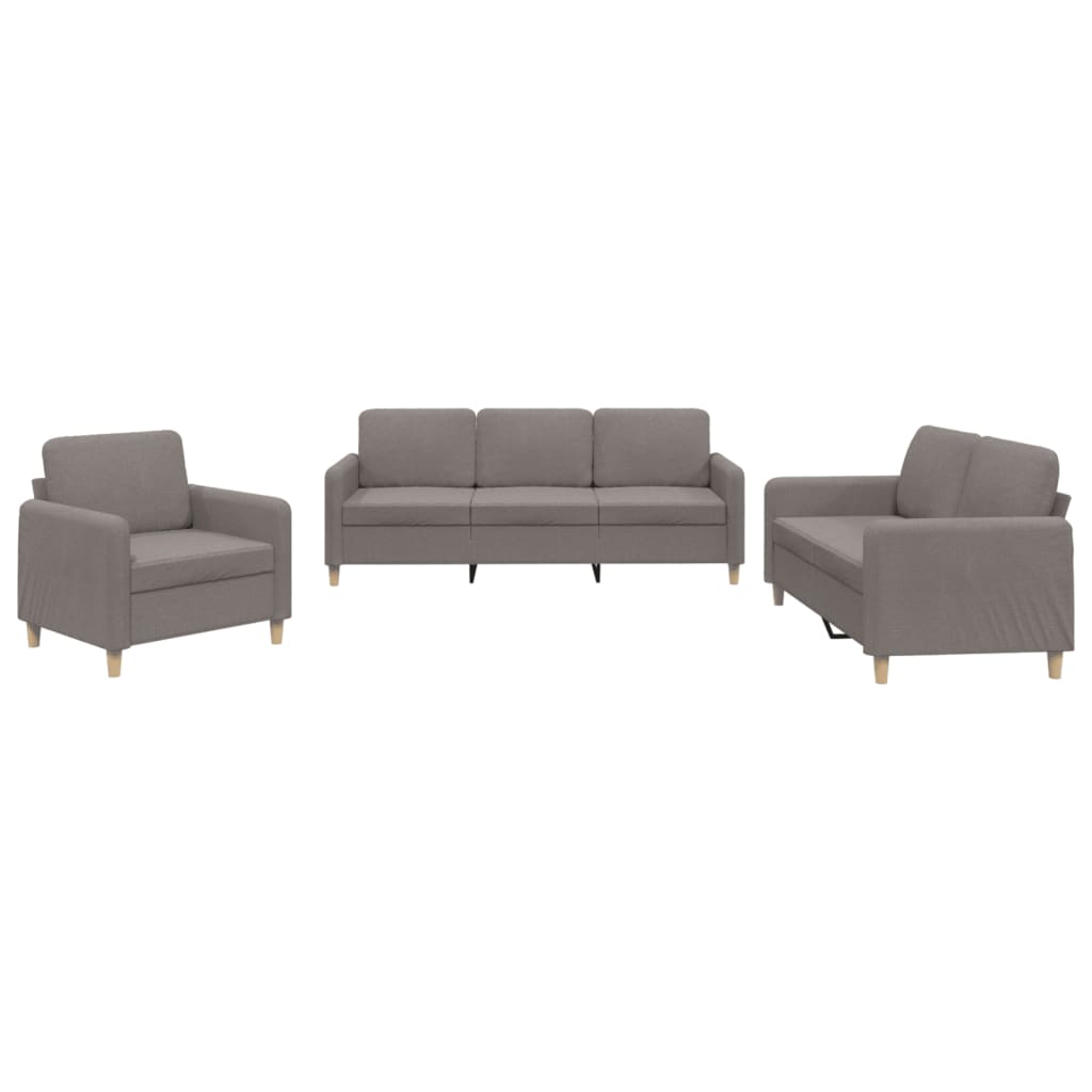 vidaXL Set de canapea cu perne, 3 piese, gri taupe, material textil vidaXL Set de canapea cu perne, 3 piese, gri taupe, material textil