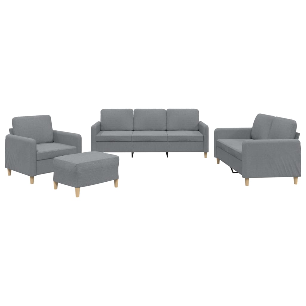 vidaXL Set de canapele cu perne, 4 piese, gri deschis, textil vidaXL Set de canapele cu perne, 4 piese, gri deschis, textil