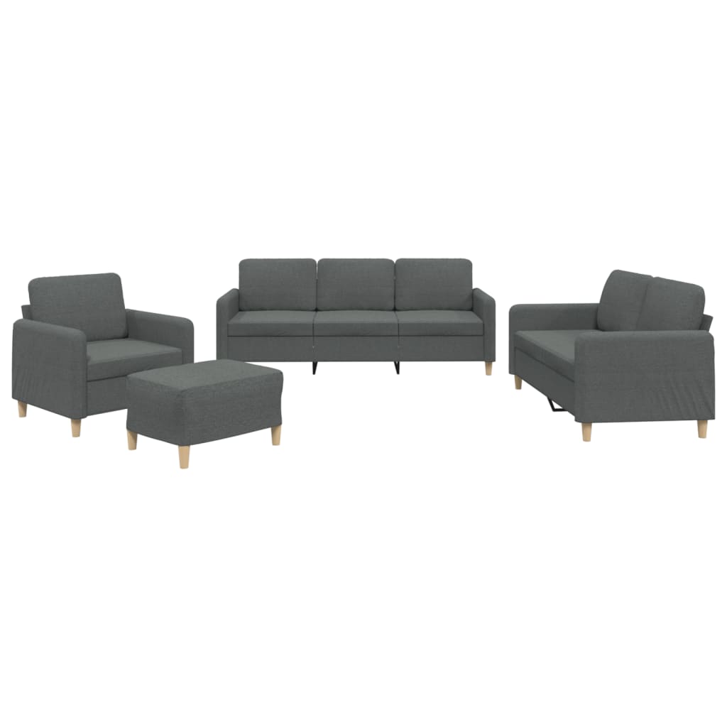 vidaXL Set de canapele cu perne, 4 piese, gri închis, textil vidaXL Set de canapele cu perne, 4 piese, gri închis, textil