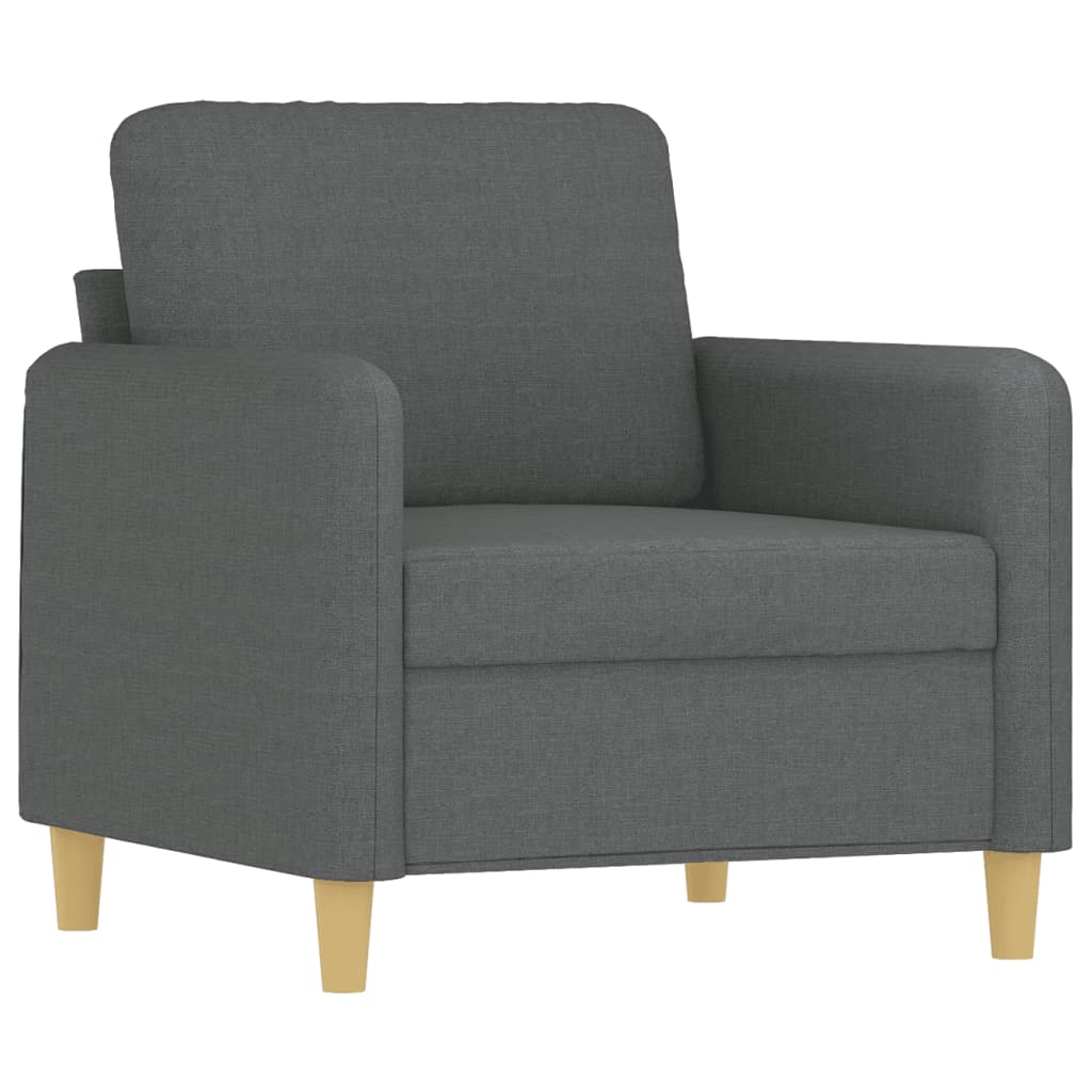 vidaXL Set de canapele cu perne, 3 piese, gri închis, textil vidaXL Set de canapele cu perne, 3 piese, gri închis, textil