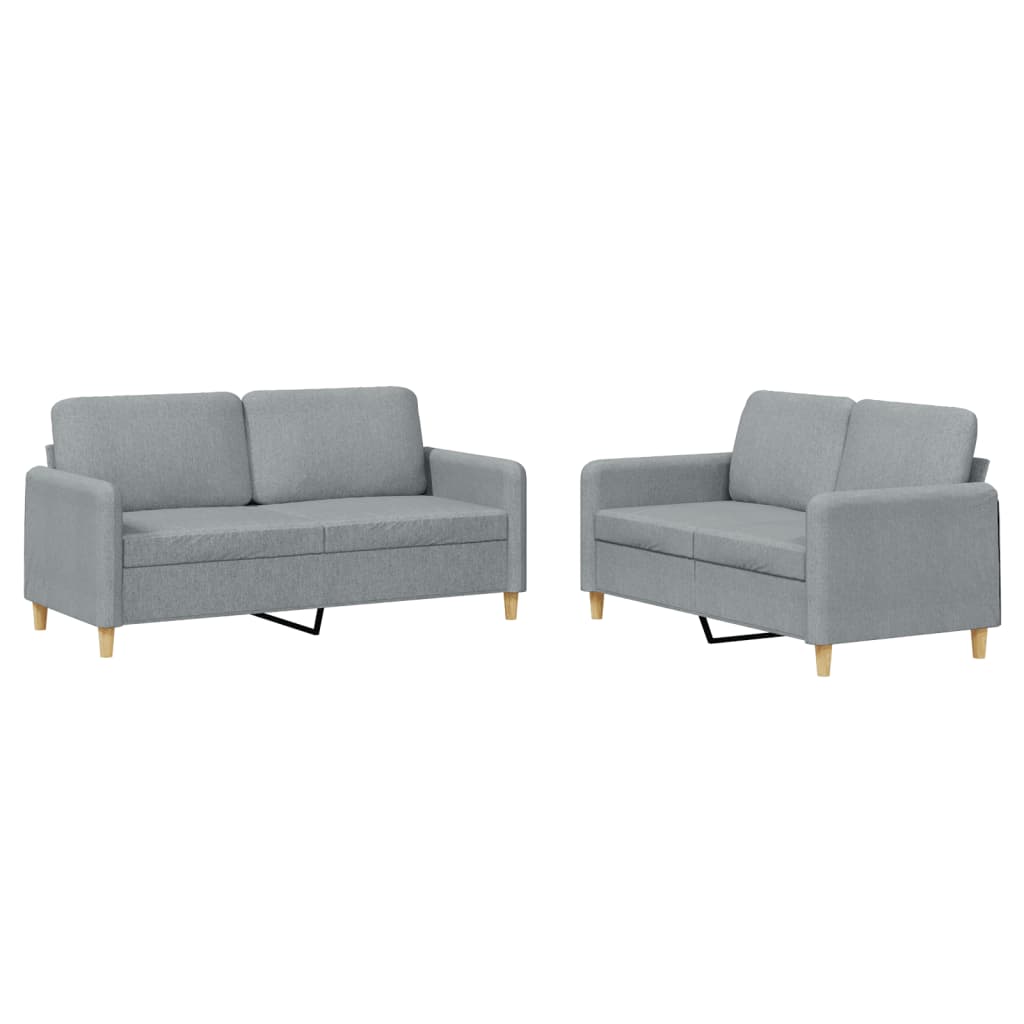 vidaXL Set de canapele cu perne, 2 piese, gri deschis, textil
