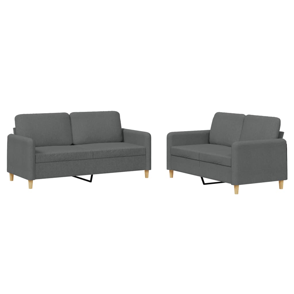 vidaXL Set de canapele cu perne, 2 piese, gri închis, textil