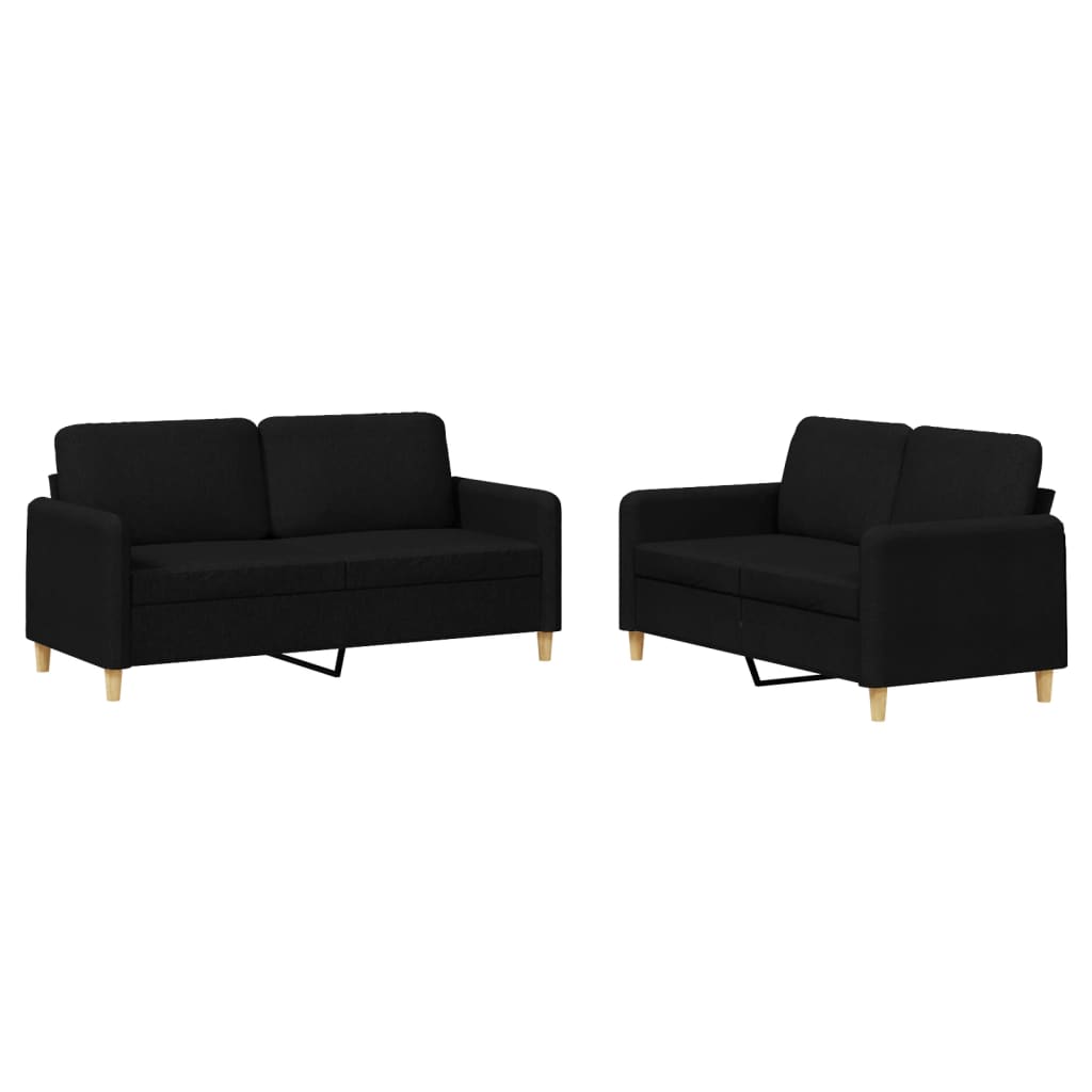 vidaXL Set de canapele cu perne, 2 piese, negru, textil