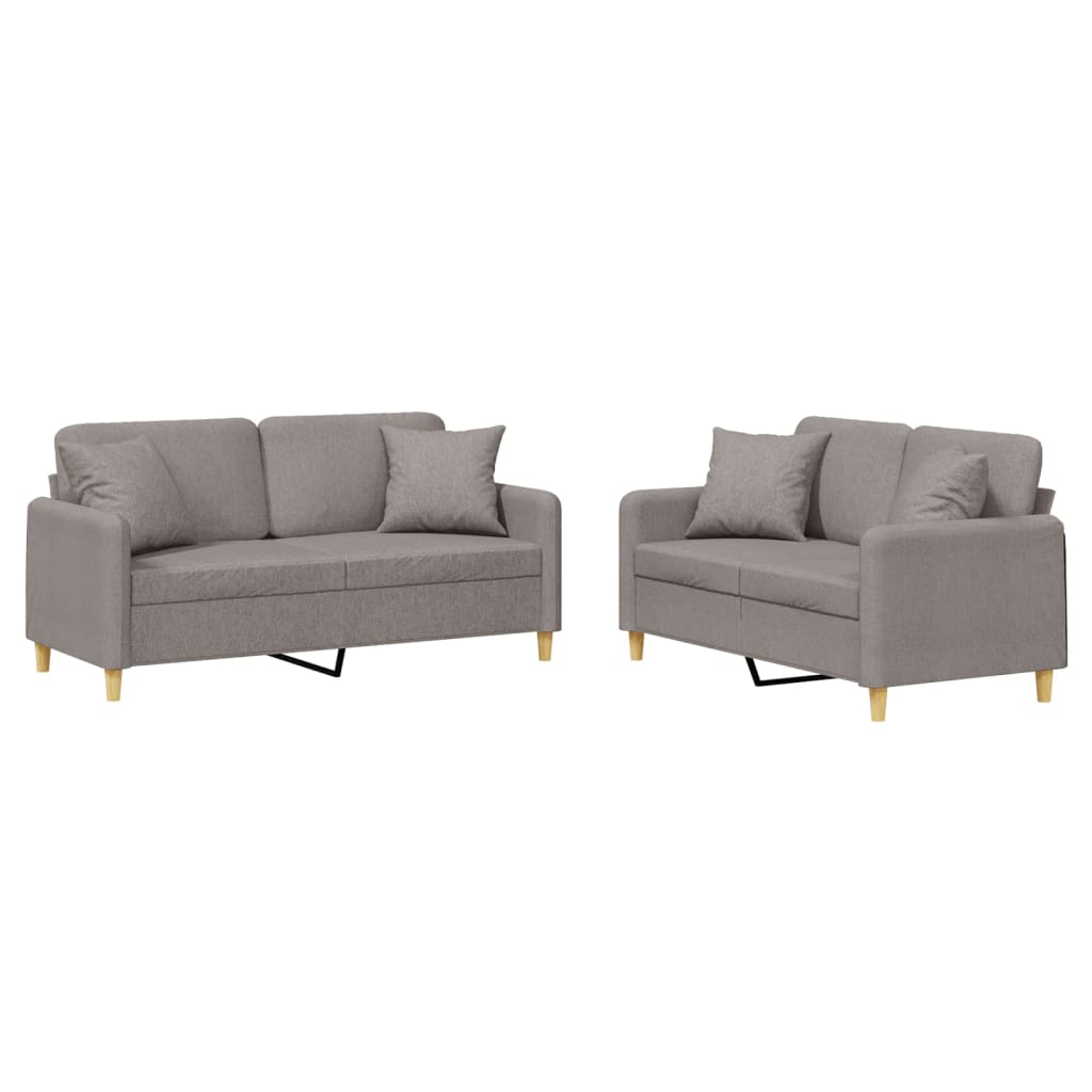 vidaXL Set de canapele cu perne, 2 piese, gri taupe, textil
