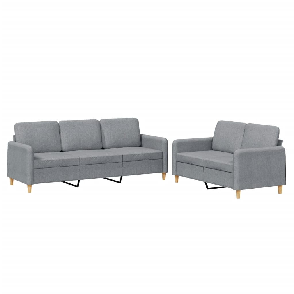 vidaXL Set de canapele cu perne, 2 piese, gri deschis, textil vidaXL Set de canapele cu perne, 2 piese, gri deschis, textil