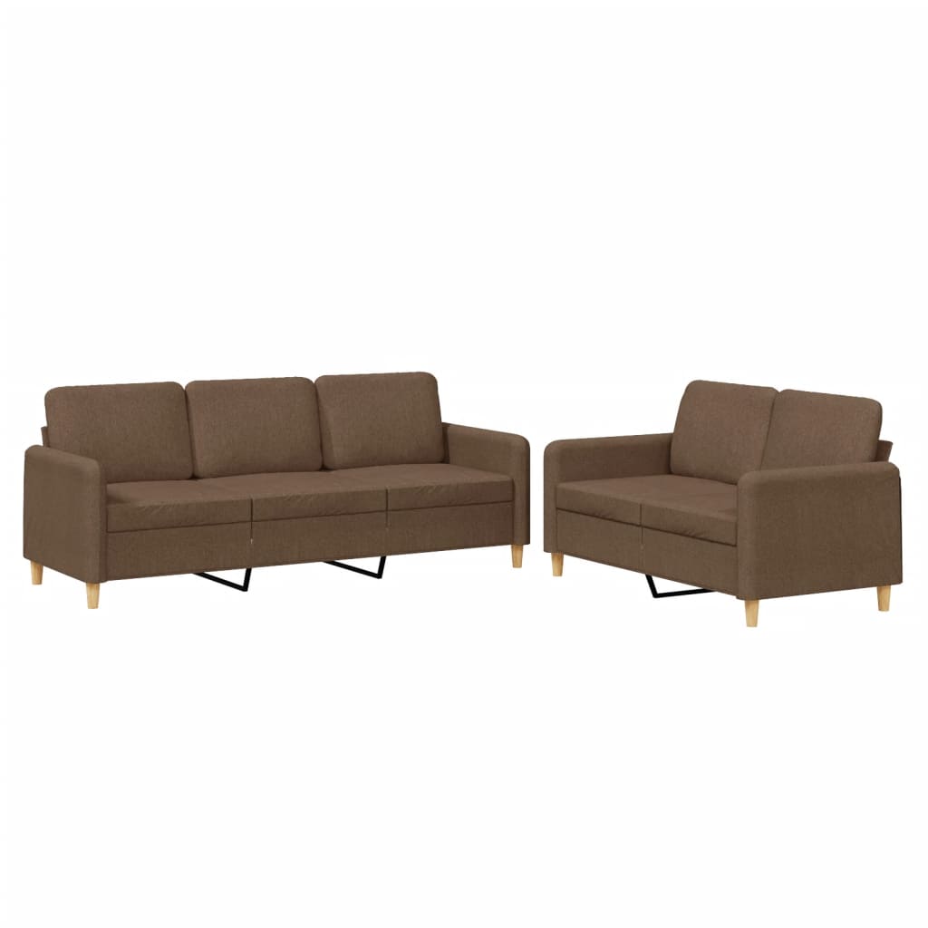 vidaXL Set de canapele cu perne, 2 piese, maro, textil