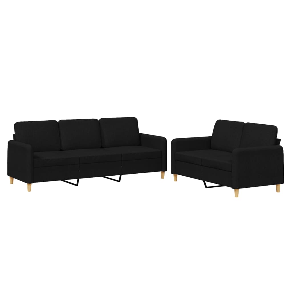 vidaXL Set de canapele cu perne, 2 piese, negru, textil vidaXL Set de canapele cu perne, 2 piese, negru, textil