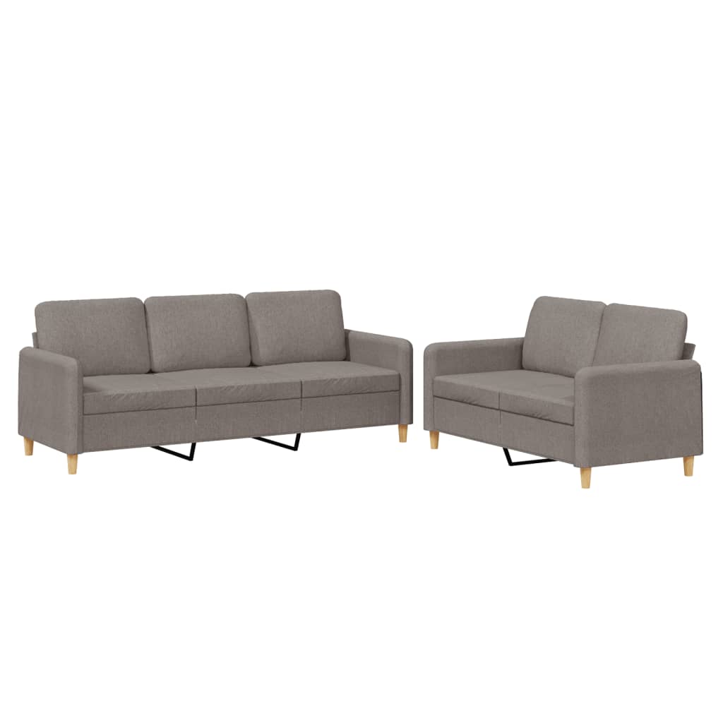 vidaXL Set de canapea cu perne, 2 piese, gri taupe, material textil vidaXL Set de canapea cu perne, 2 piese, gri taupe, material textil
