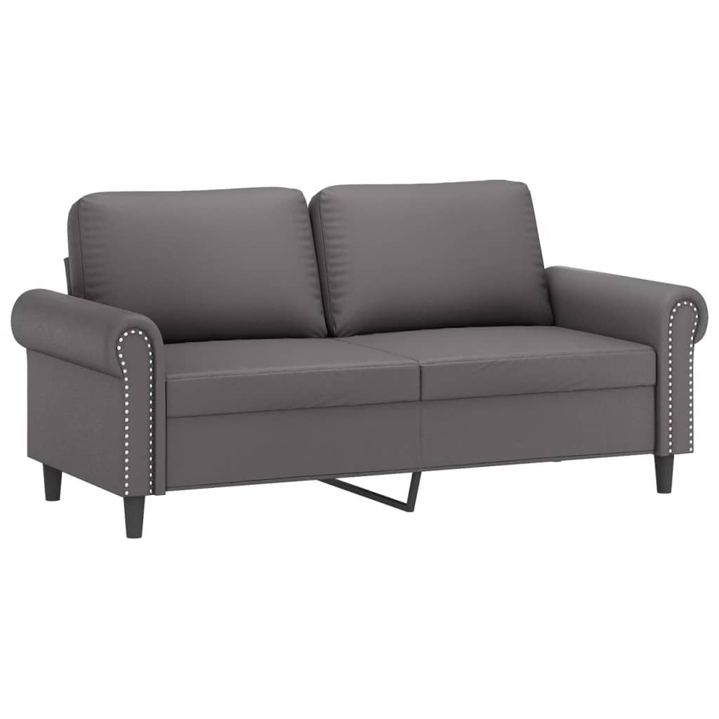 vidaXL Set de canapele cu perne, 2 piese, gri, piele ecologică