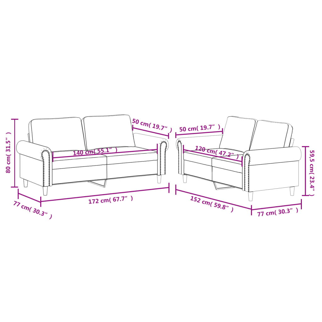 vidaXL Set de canapele cu perne, 2 piese, roșu vin, piele ecologică vidaXL Set de canapele cu perne, 2 piese, roșu vin, piele ecologică