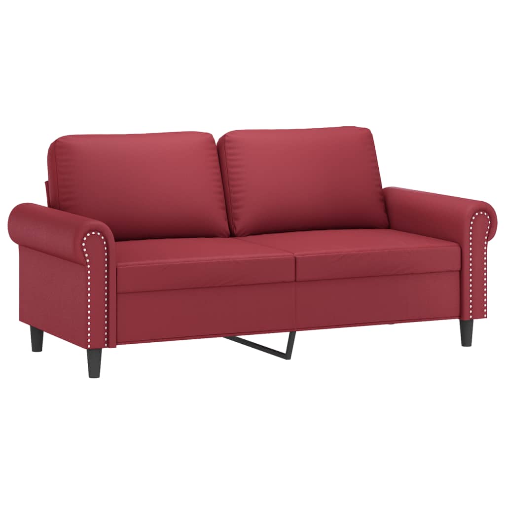 vidaXL Set de canapele cu perne, 3 piese, roșu vin, piele ecologică vidaXL Set de canapele cu perne, 3 piese, roșu vin, piele ecologică