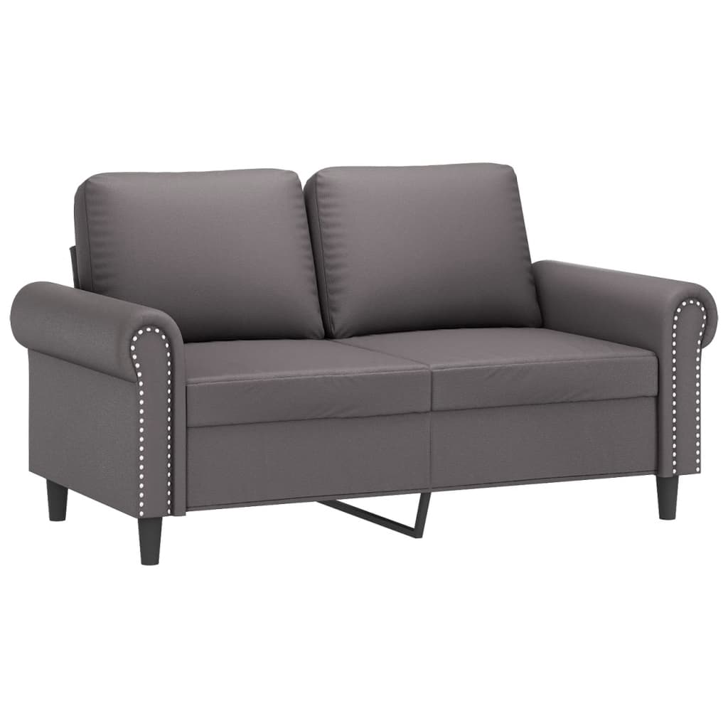 vidaXL Set de canapele cu perne, 2 piese, gri, piele ecologică