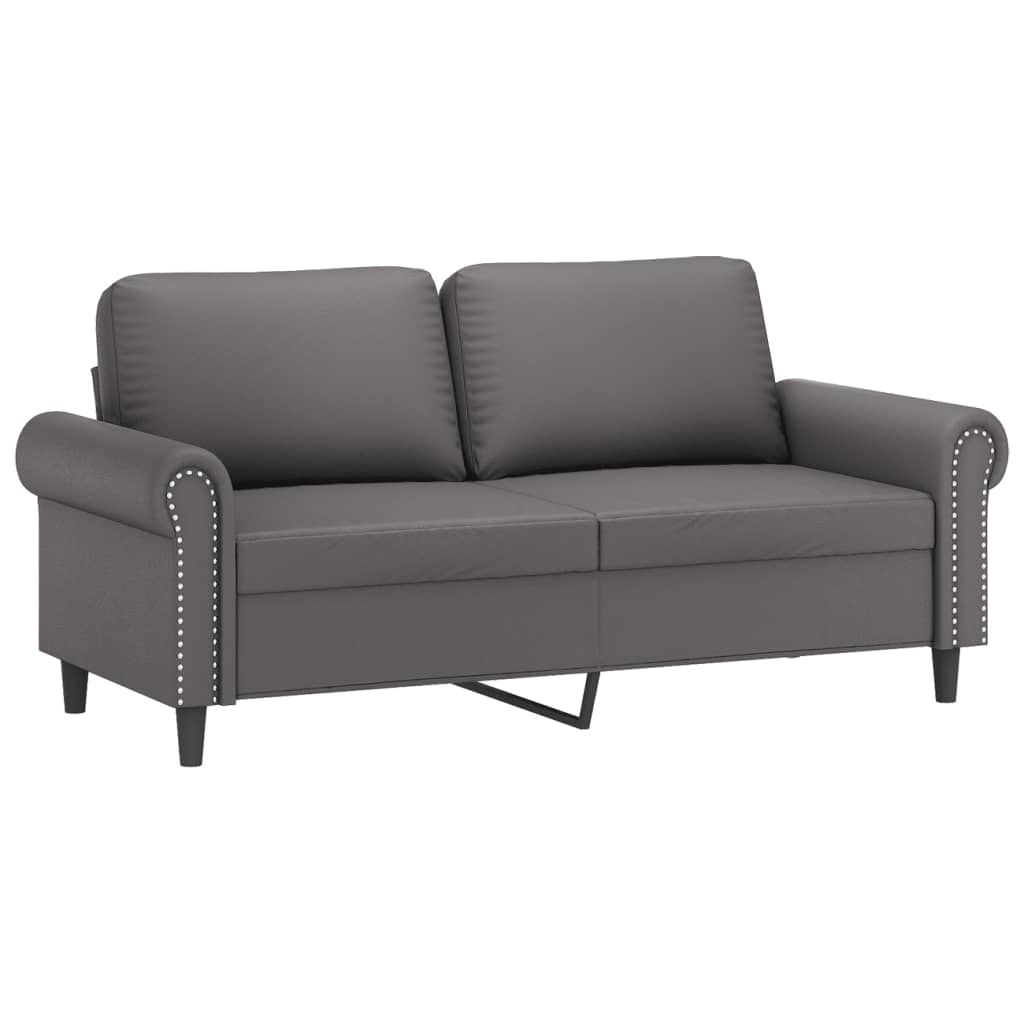 vidaXL Set de canapele cu perne, 2 piese, gri, piele ecologică