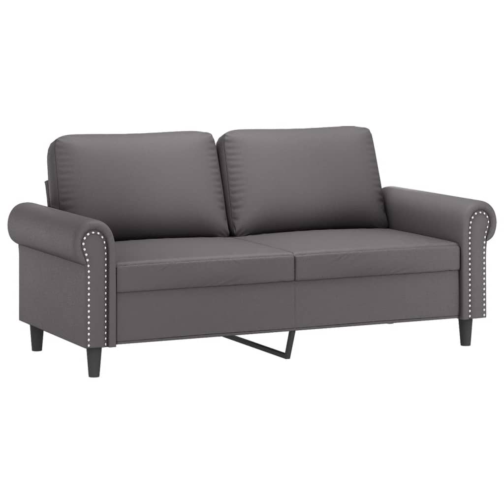 vidaXL Set de canapele cu perne, 3 piese, gri, piele ecologică vidaXL Set de canapele cu perne, 3 piese, gri, piele ecologică