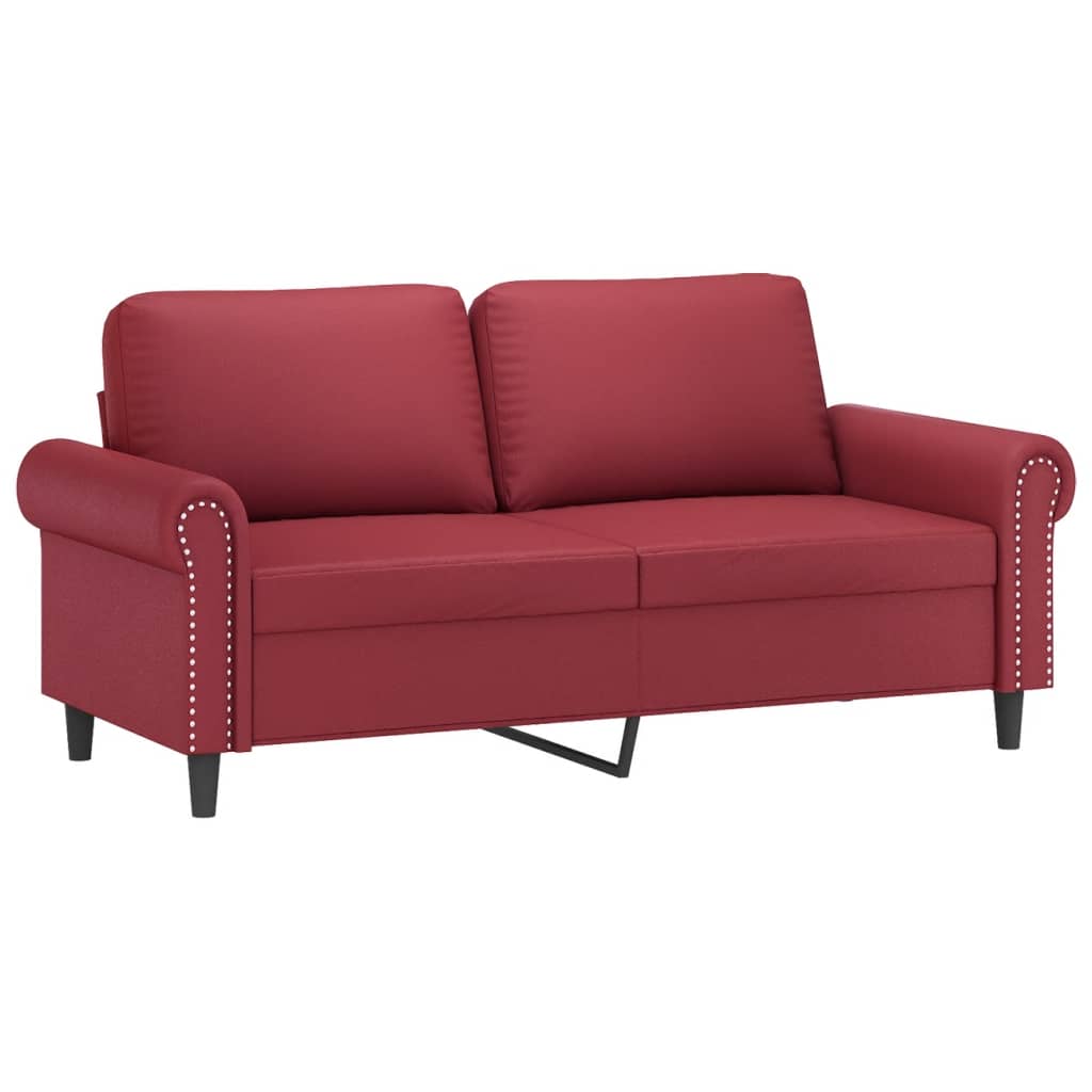 vidaXL Set de canapele cu perne, 2 piese, roșu vin, piele ecologică vidaXL Set de canapele cu perne, 2 piese, roșu vin, piele ecologică