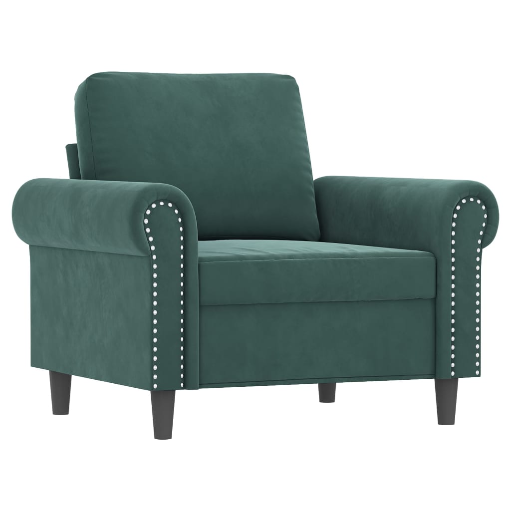 vidaXL Set de canapele cu perne, 4 piese, verde închis, catifea