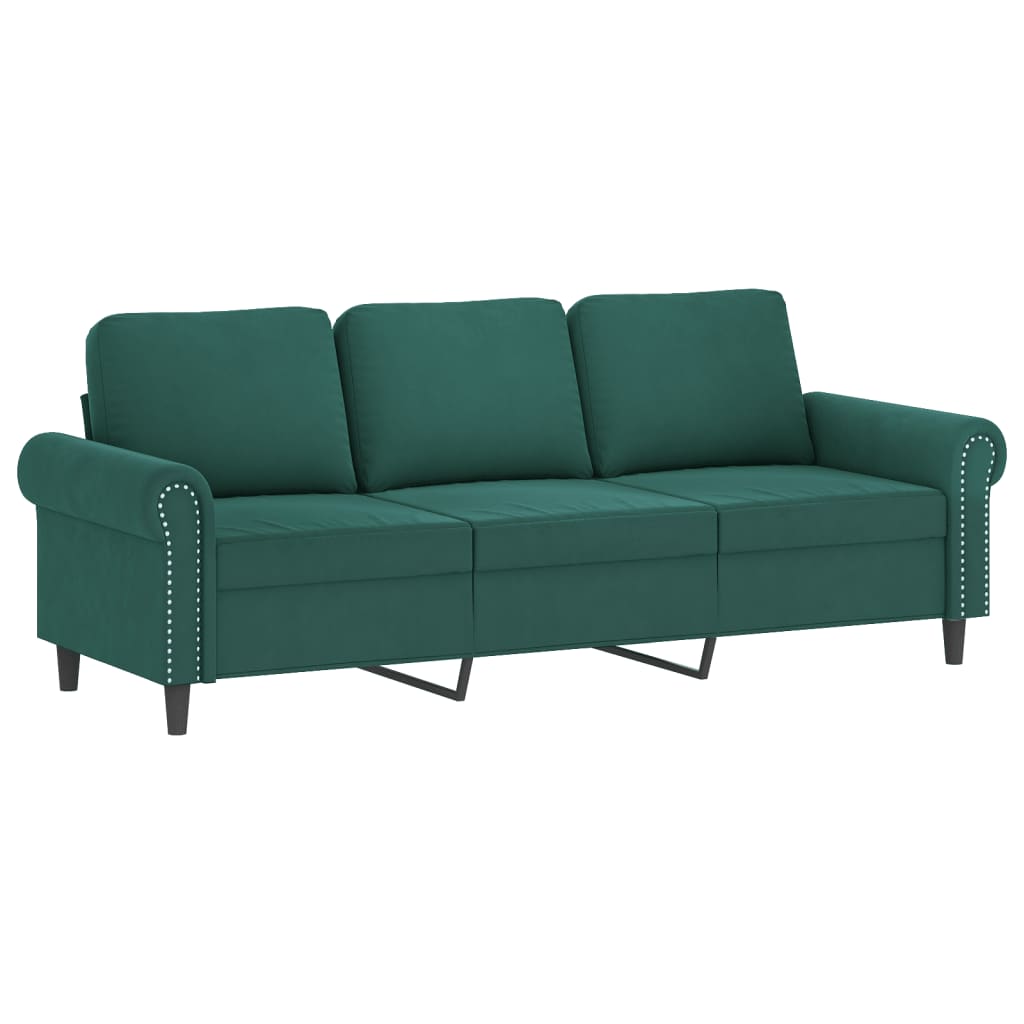 vidaXL Set de canapele cu perne, 4 piese, verde închis, catifea