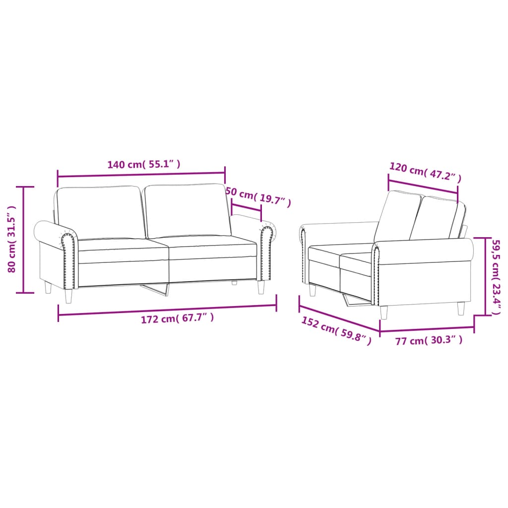 vidaXL Set de canapele cu perne, 2 piese, gri închis, catifea vidaXL Set de canapele cu perne, 2 piese, gri închis, catifea