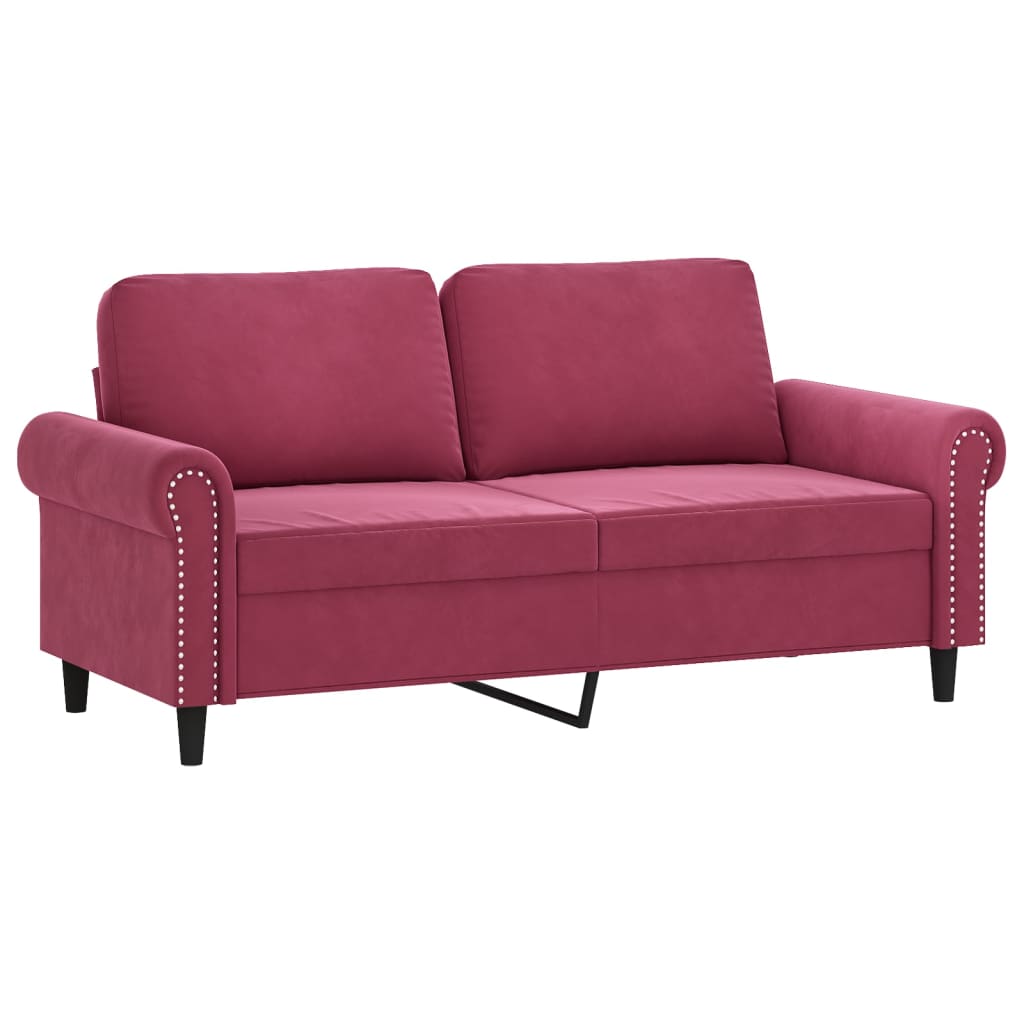 vidaXL Set canapele cu perne, 2 piese, roșu vin, catifea vidaXL Set canapele cu perne, 2 piese, roșu vin, catifea